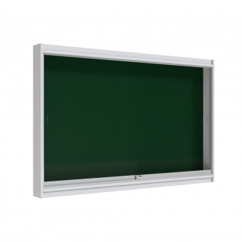 Info-Wandvitrine, 100 cm hoch, 150x12 cm (B/T), Rückwand: Emaille grün, Info-Wandvitrine, 100 cm hoch, 150x12 cm (B/T), Rückwand: Emaille grün,